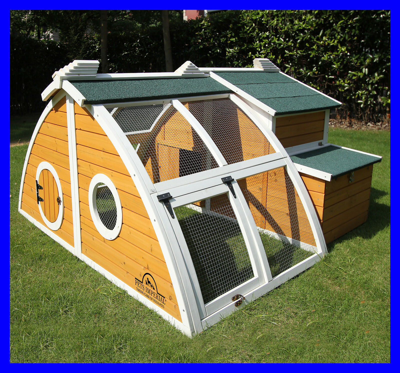 Pets Imperial Arlington Chicken Coop With 8ft Extra Long Run – Asphalt Roof – Wood, Brown
