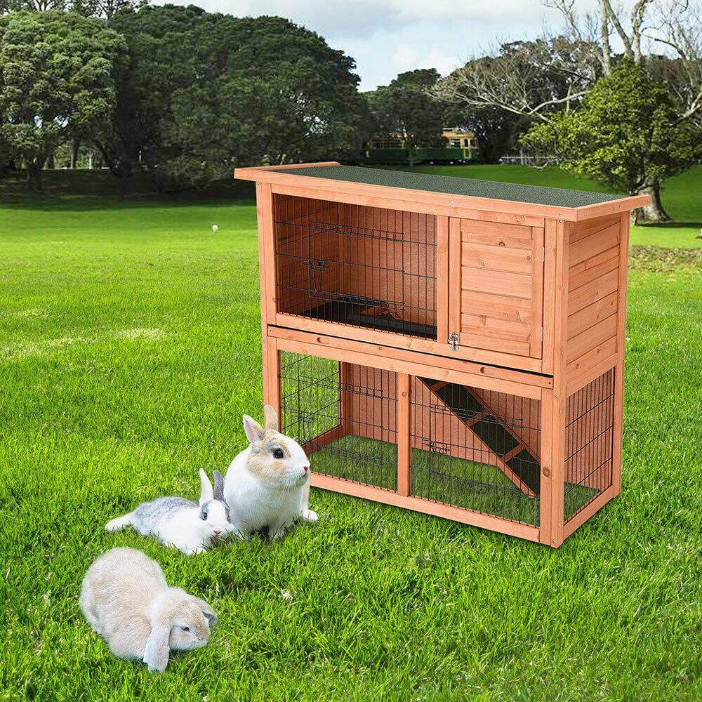 Pet Cages 44 Wooden Rabbit Hutch Chicken Coop Hen Small 