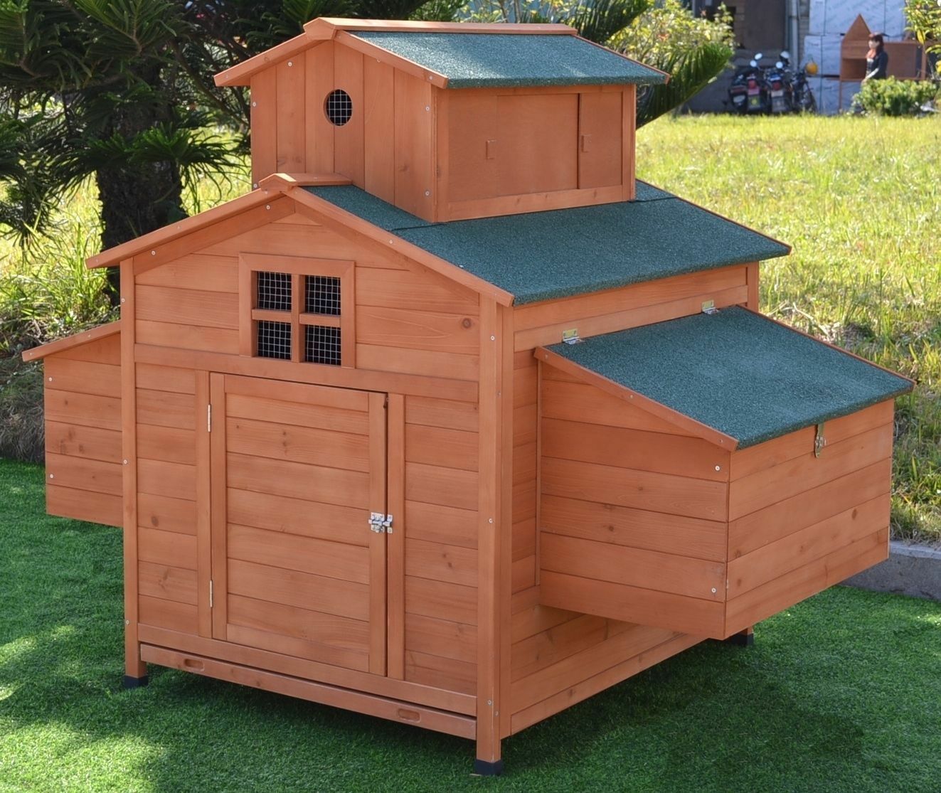 Large 63" Deluxe Solid wood Hen Chicken Cage House Coop Huge w/ ramp ... - 1600726712 S L1600