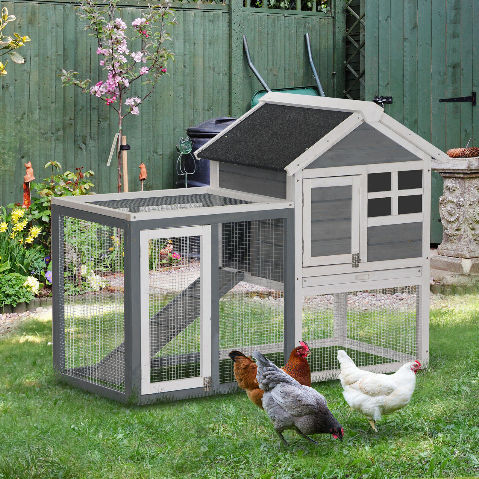 PawHut 48 Weatherproof Wooden Rabbit Hutch with Slant 